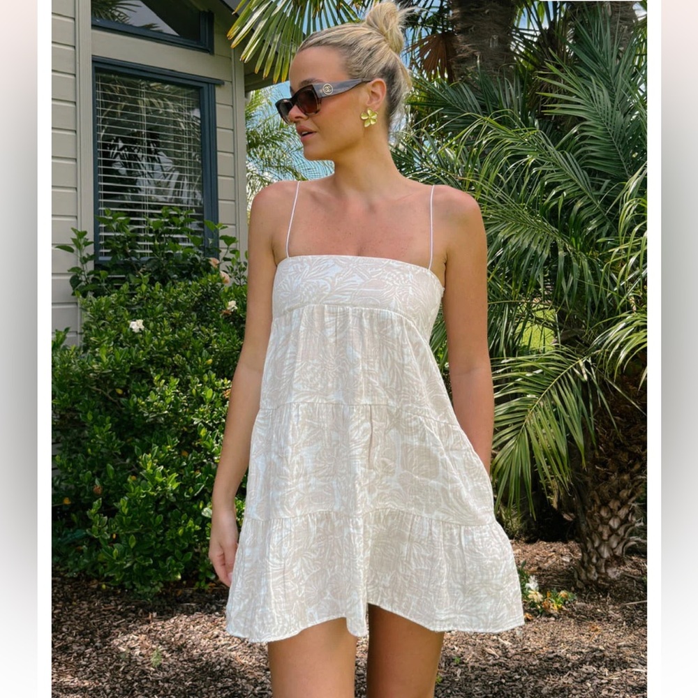 Show Me Your MuMu Mini Dress In Sand Shells Gauze